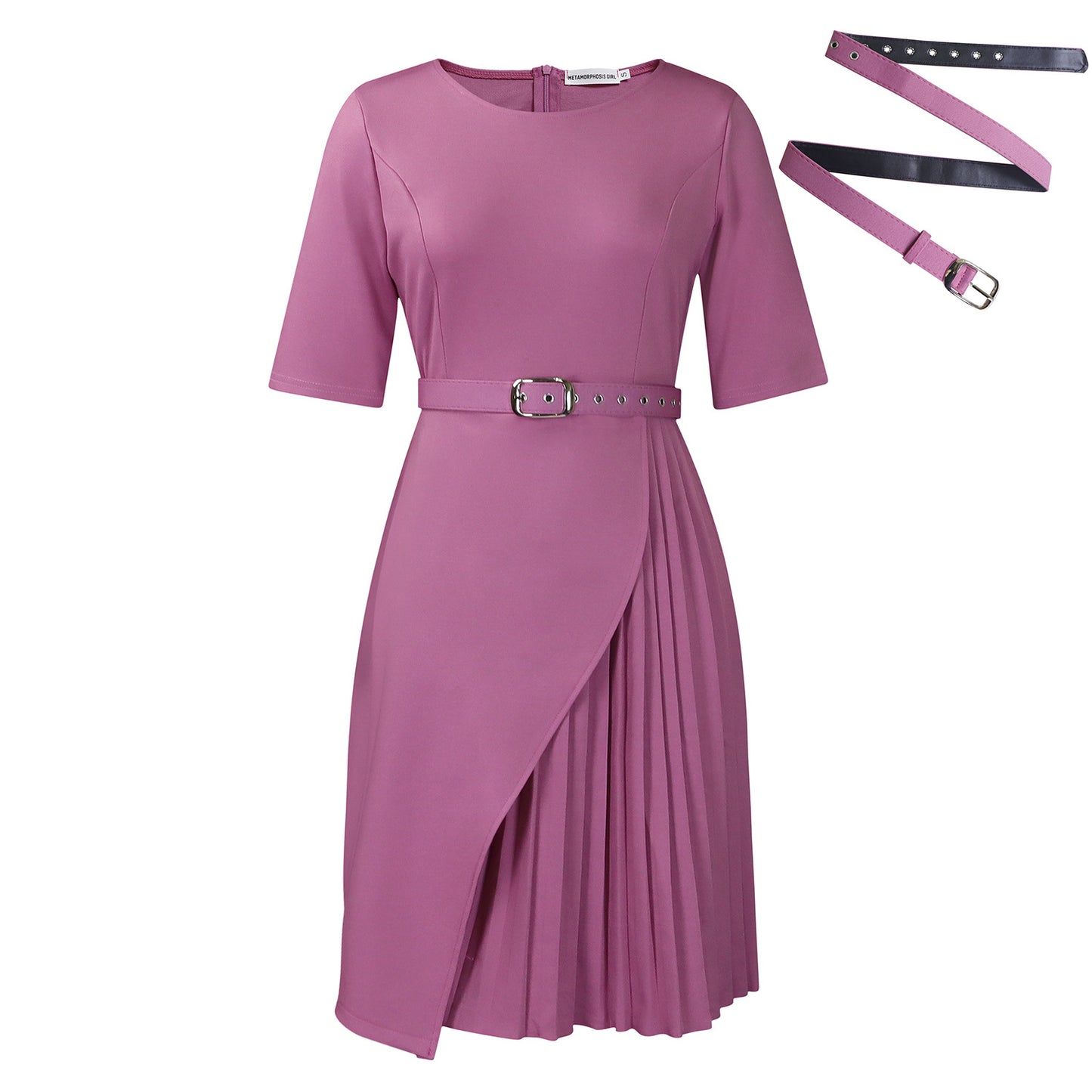 Women's Temperament Sleeve High Waist Pleated Commuter Dresses