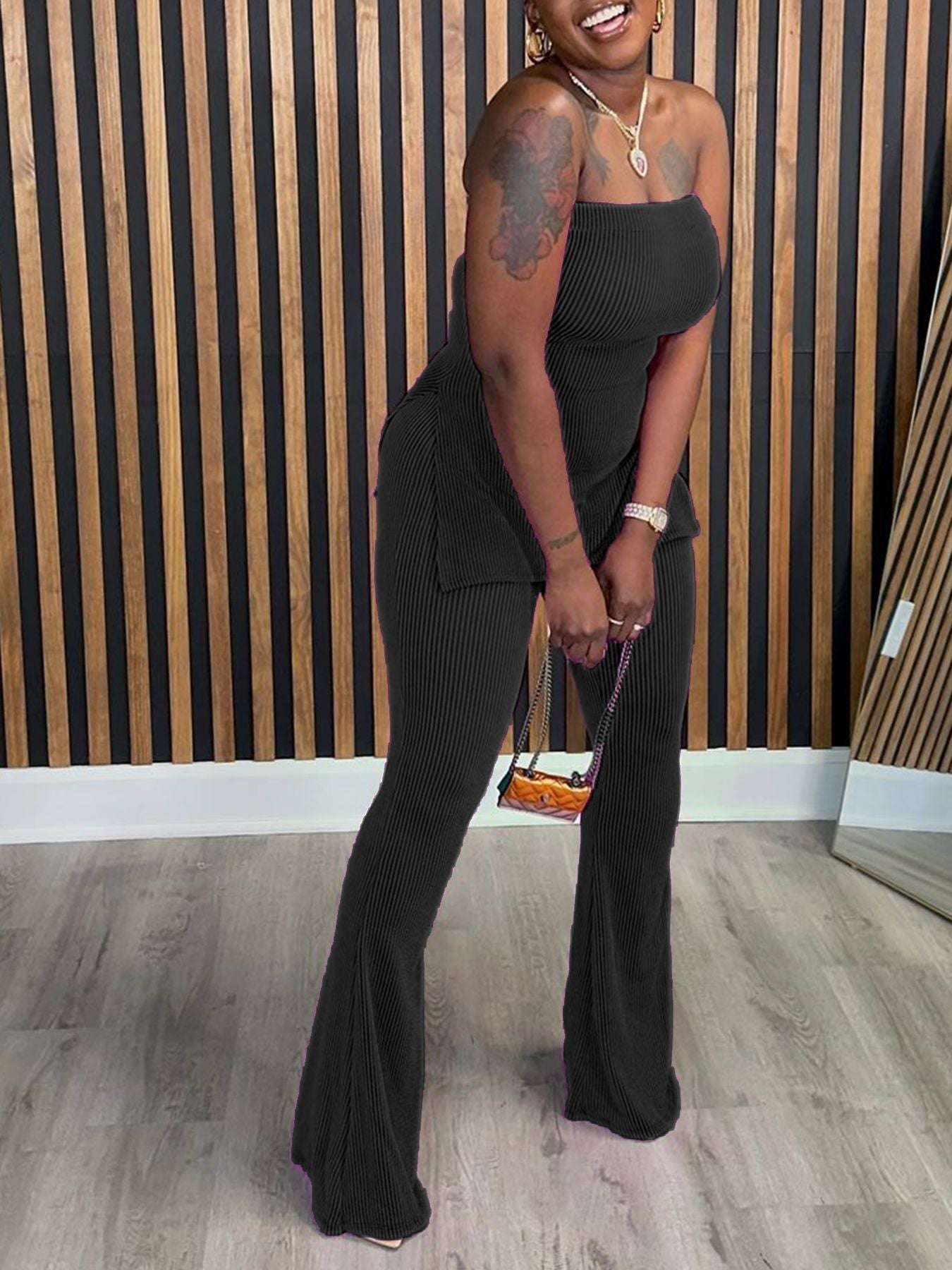 Bandeau Sexy Solid Color Ladies Two-piece Fashion Casual Suit
