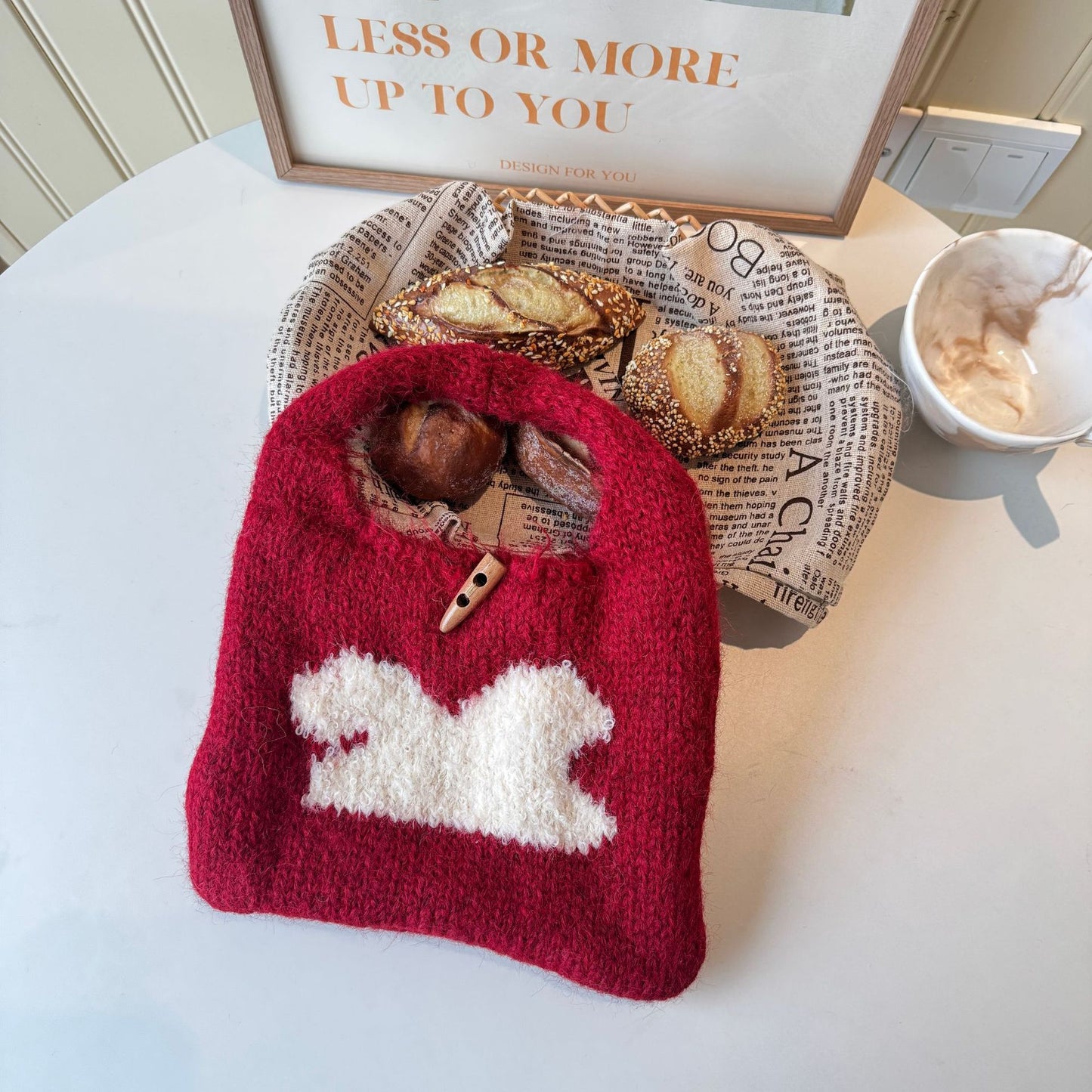 Matching Knitted Niche Design Mixing Woven Underarm Korean Style Handbags