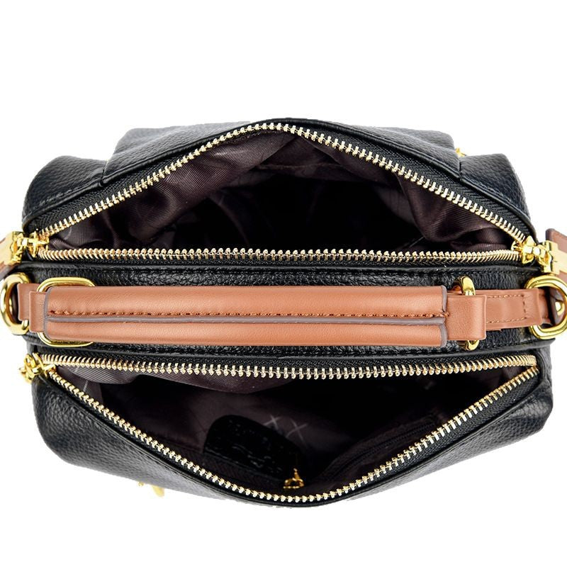 Women's Leather Boston Trendy Kangaroo High-grade Color Matching Niche Small Square Bags