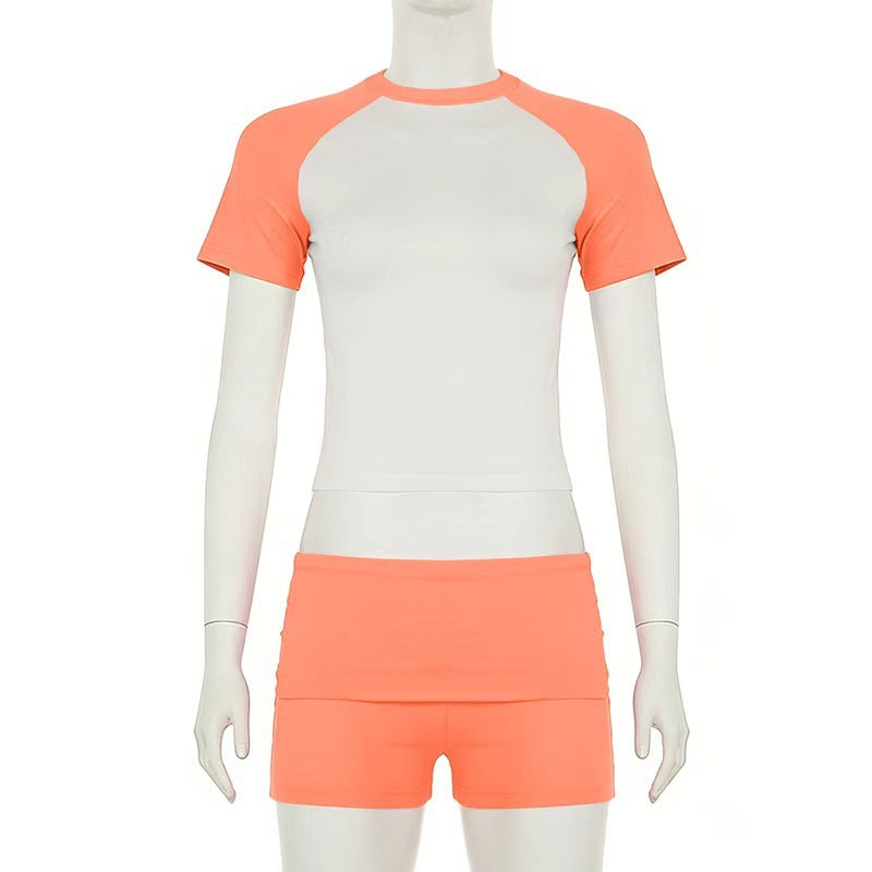 Comfortable Basic Sports Short-sleeved Solid Hair Fashion Casual Suit