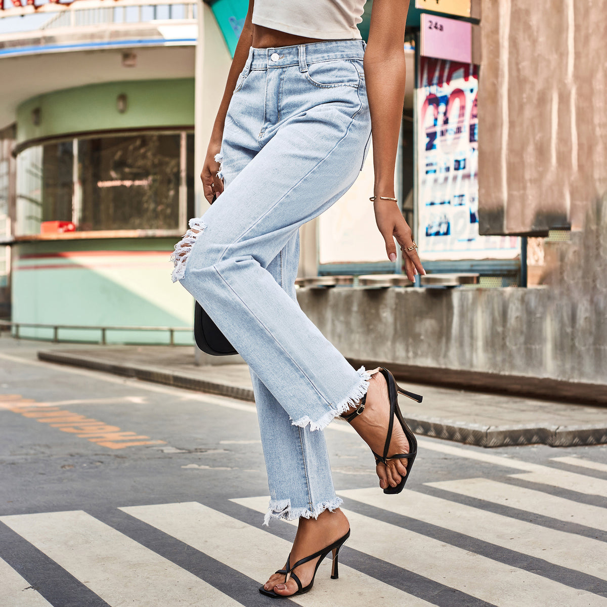 Women's Summer Denim Temperament Ripped Trousers Clothes Women's Jeans