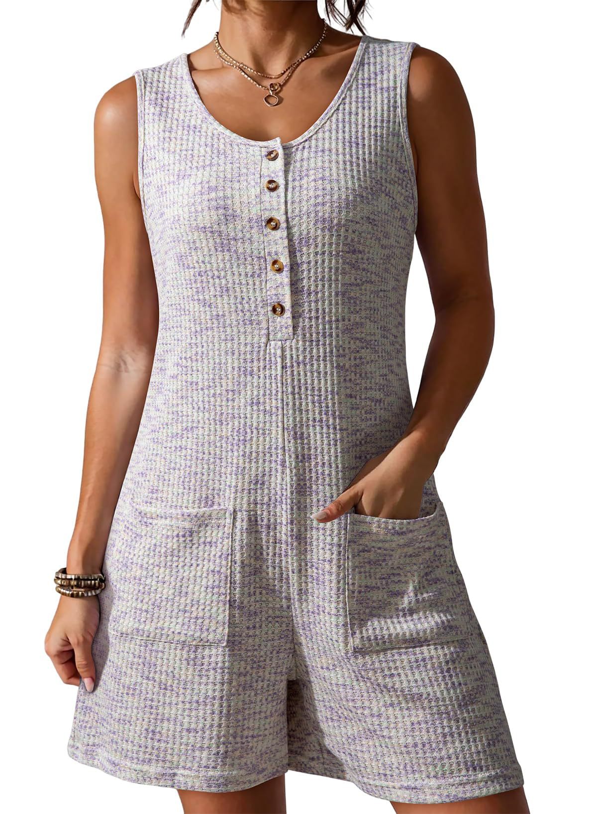 Women's Summer Loose Waffle Wide Leg Jumpsuits