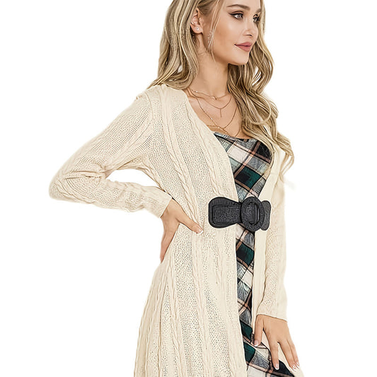 Fashion Bowknot Plaid Two-piece Knitted Dress Suits