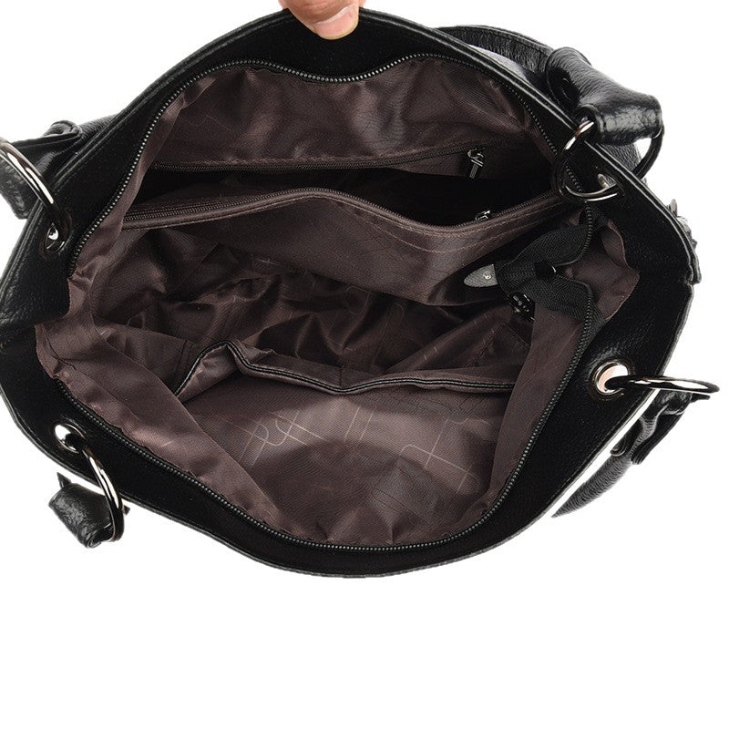 Women's Fashion Color Matching Leather Pattern Commuter Handbags