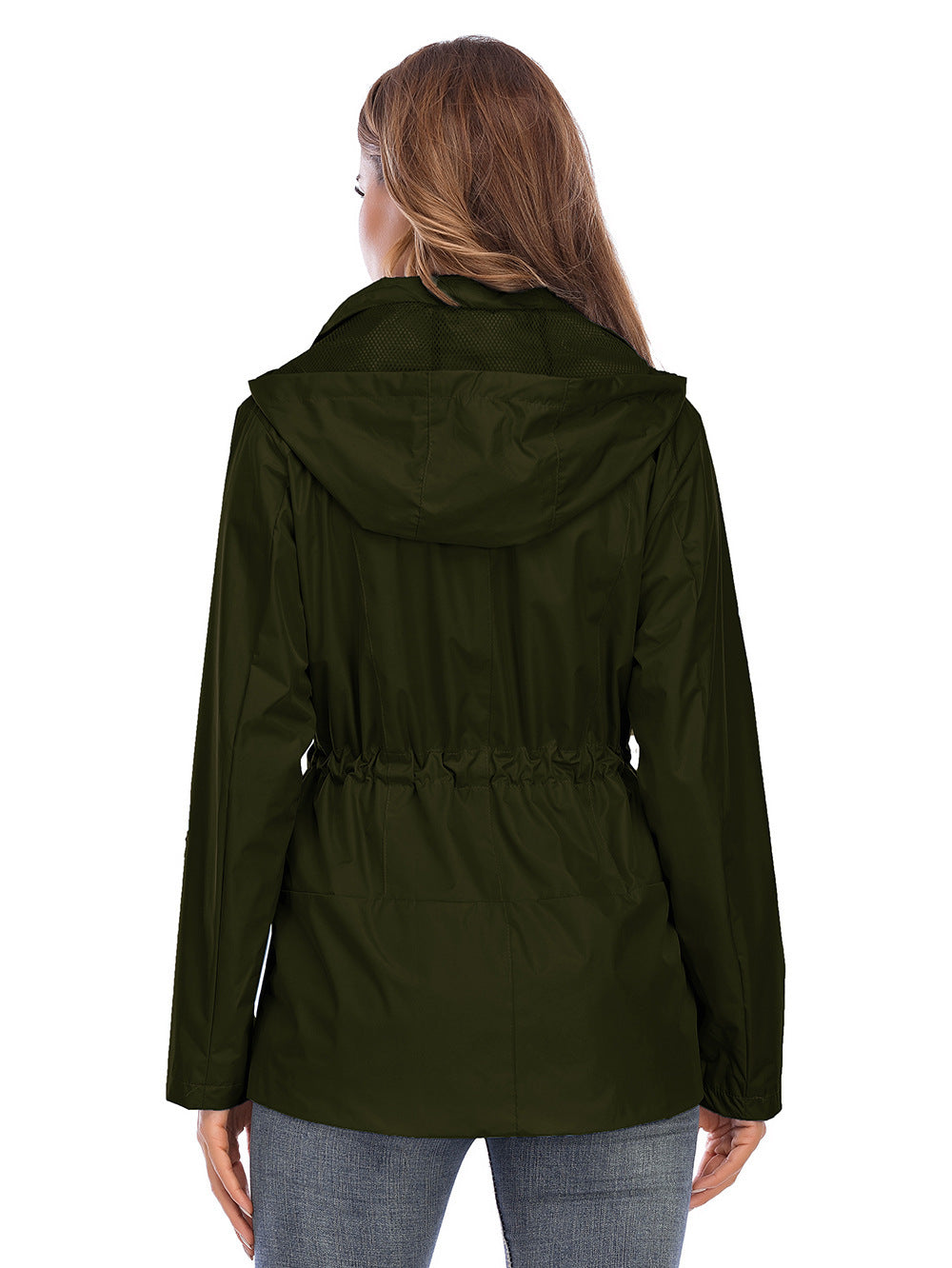 Raincoat Cinched Hoodie Breathable Mesh Outdoor Coats