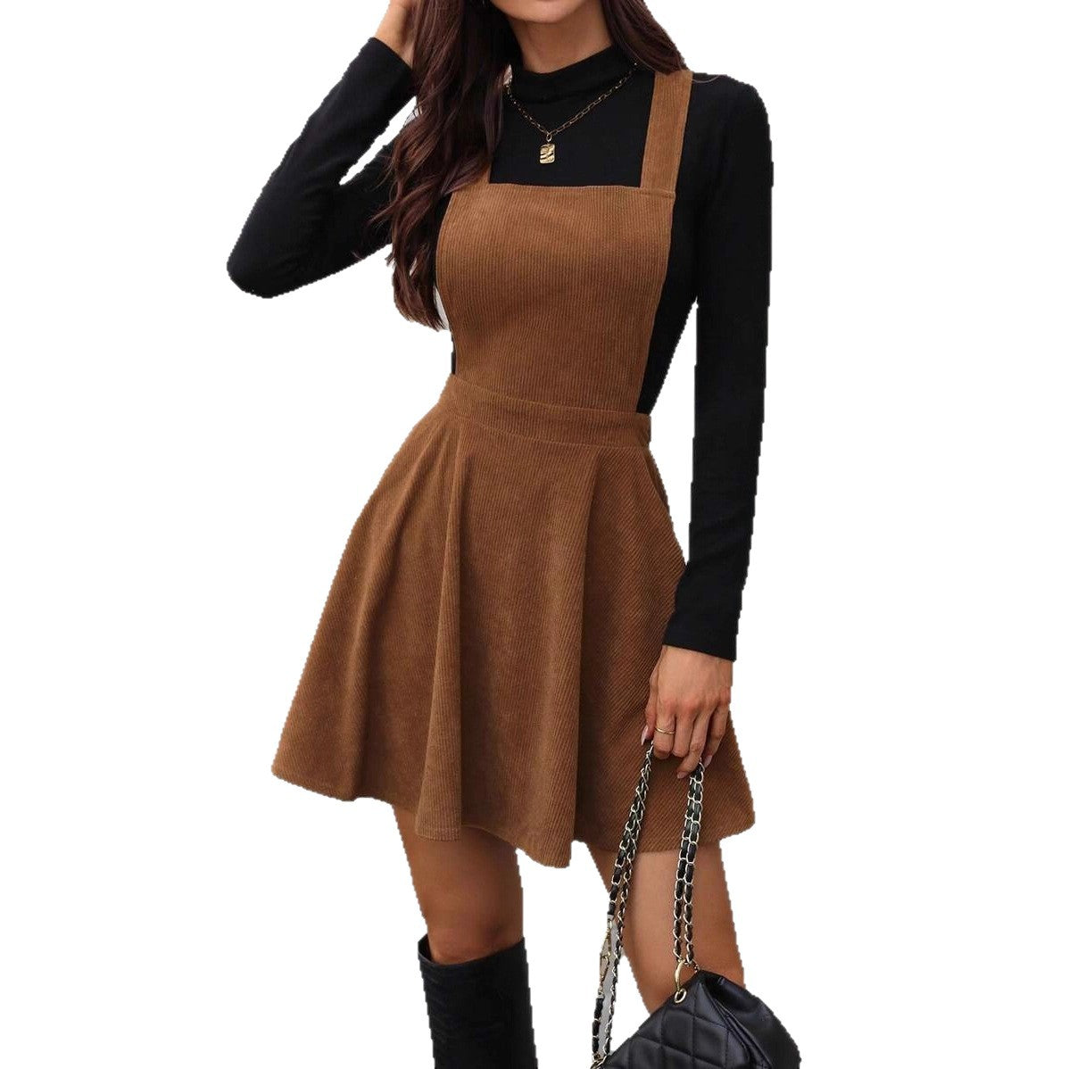 New Retro Style Corduroy Suspender Source Dress