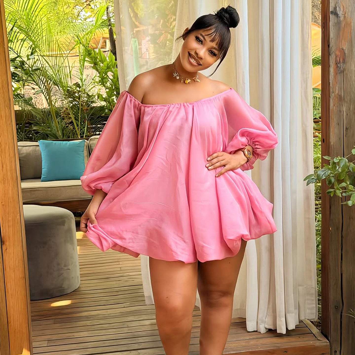 Women's Fat Sexy Fashion Puff Sleeves Dress Dresses