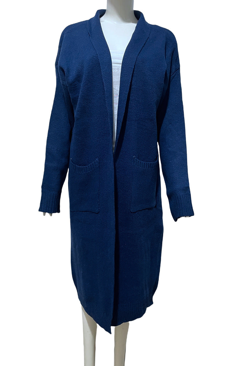 Women's Loose Large Mid-length Pocket For Knitwear