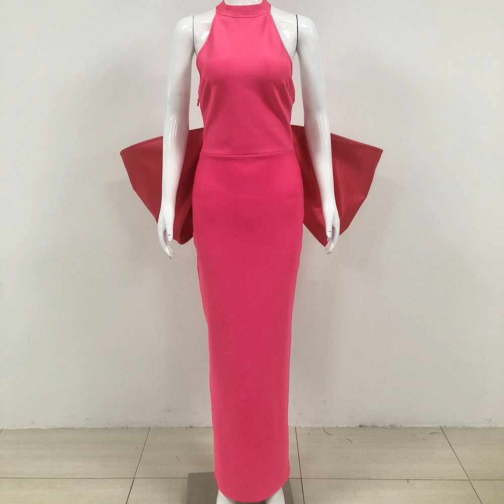 Women's Dress Plaid Big Bow Slim Bandage Dresses