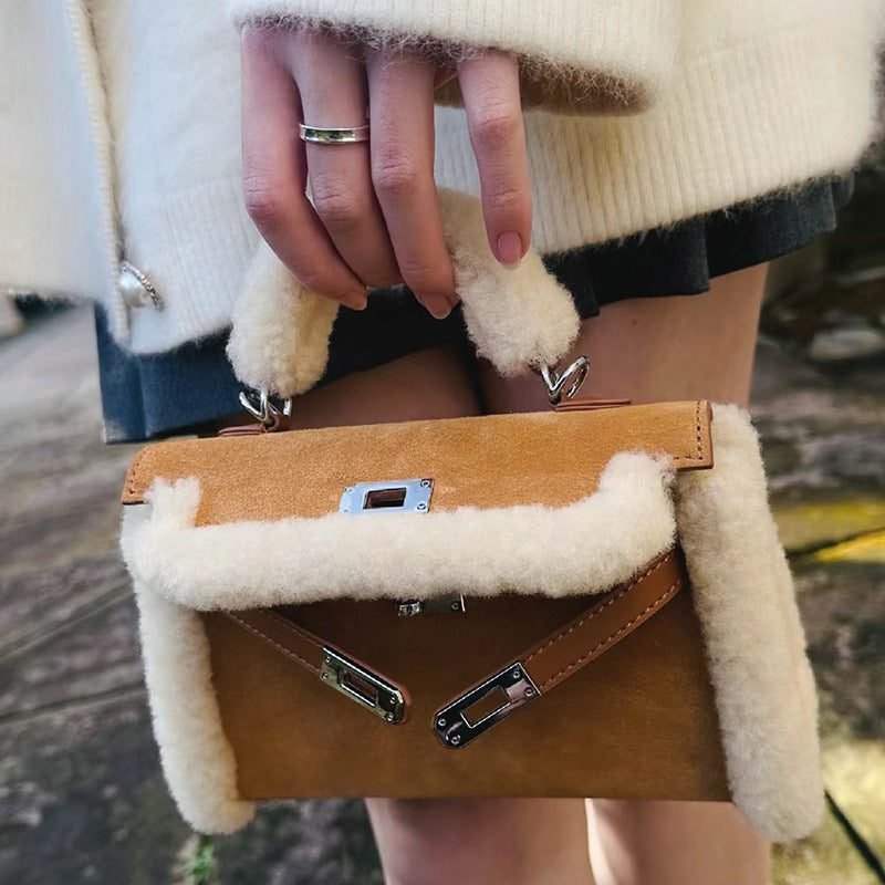 Attractive Women's Frosted Suede Plush Kelly Shoulder Bags