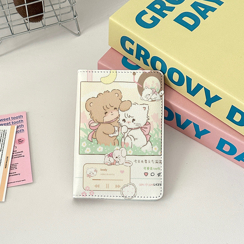 Cute Leather Overseas Passport Cover Storage Card Holder