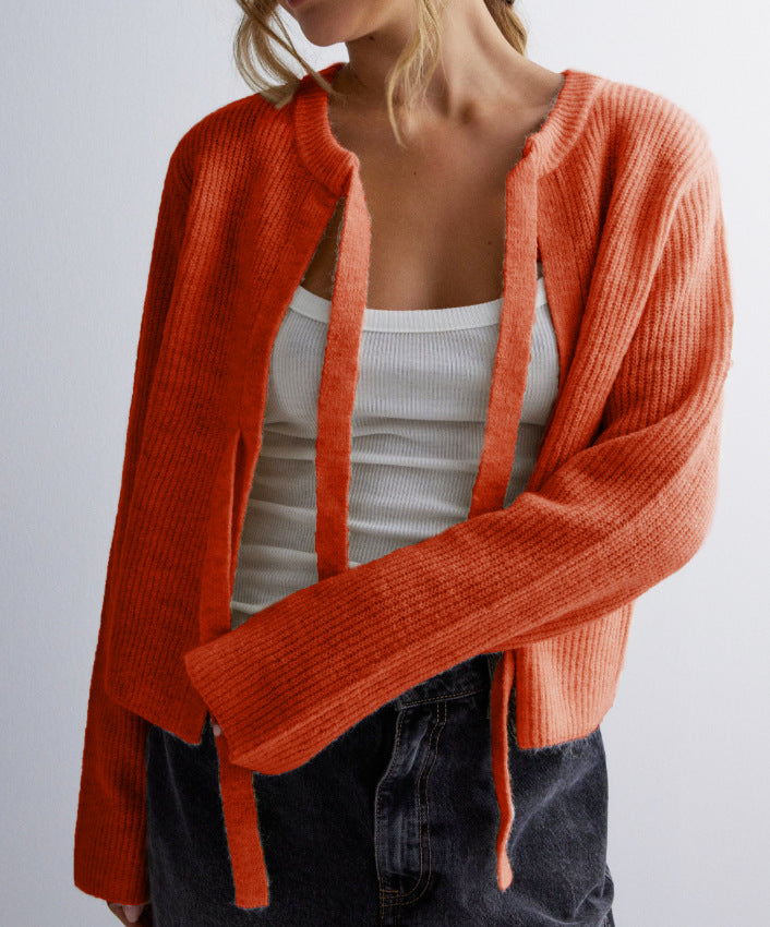 Women's Classy Pure Color Tied Loose Sweaters