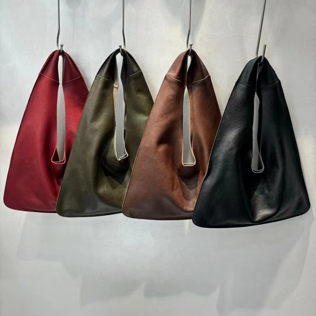 Women's Leather Triangle Minimalist Cloud Soft Handbags