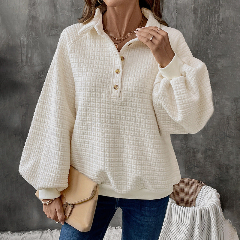 Women's Loose Solid Color Texture Casual Pullover Sweaters