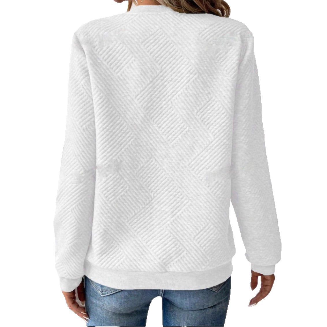 Women's Casual Solid Color Knitted Texture Fabric Women's Sweater, Sweater
