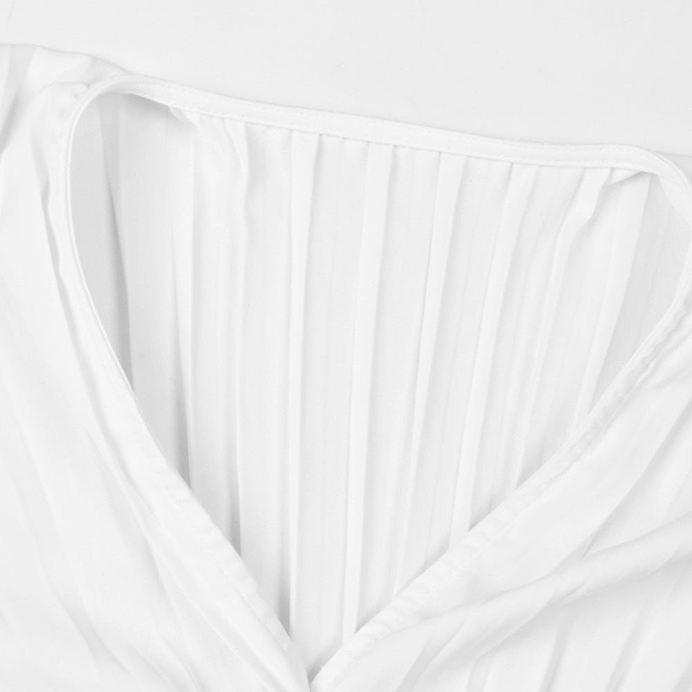 Temperament Slimming Autumn Waist Pleated Bell Tops