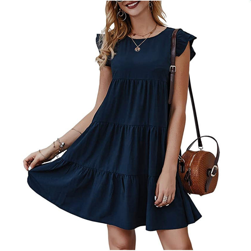 Women's Cake Solid Color Round Neck Sleeveless Dress