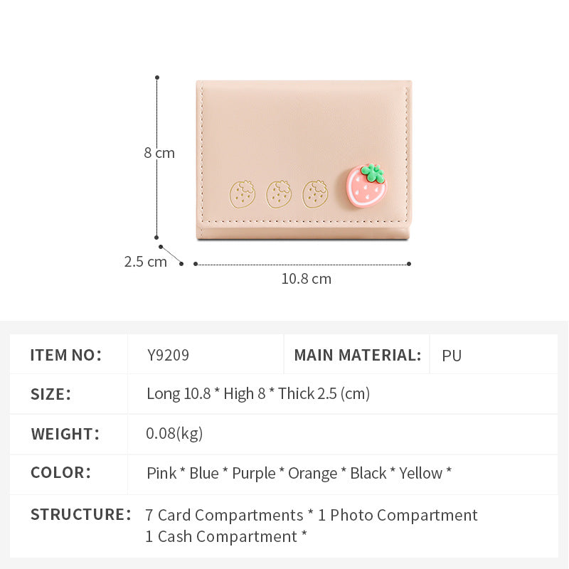 Women's Fruit Foldable Short Multiple Slots Cute Ladies Wallets