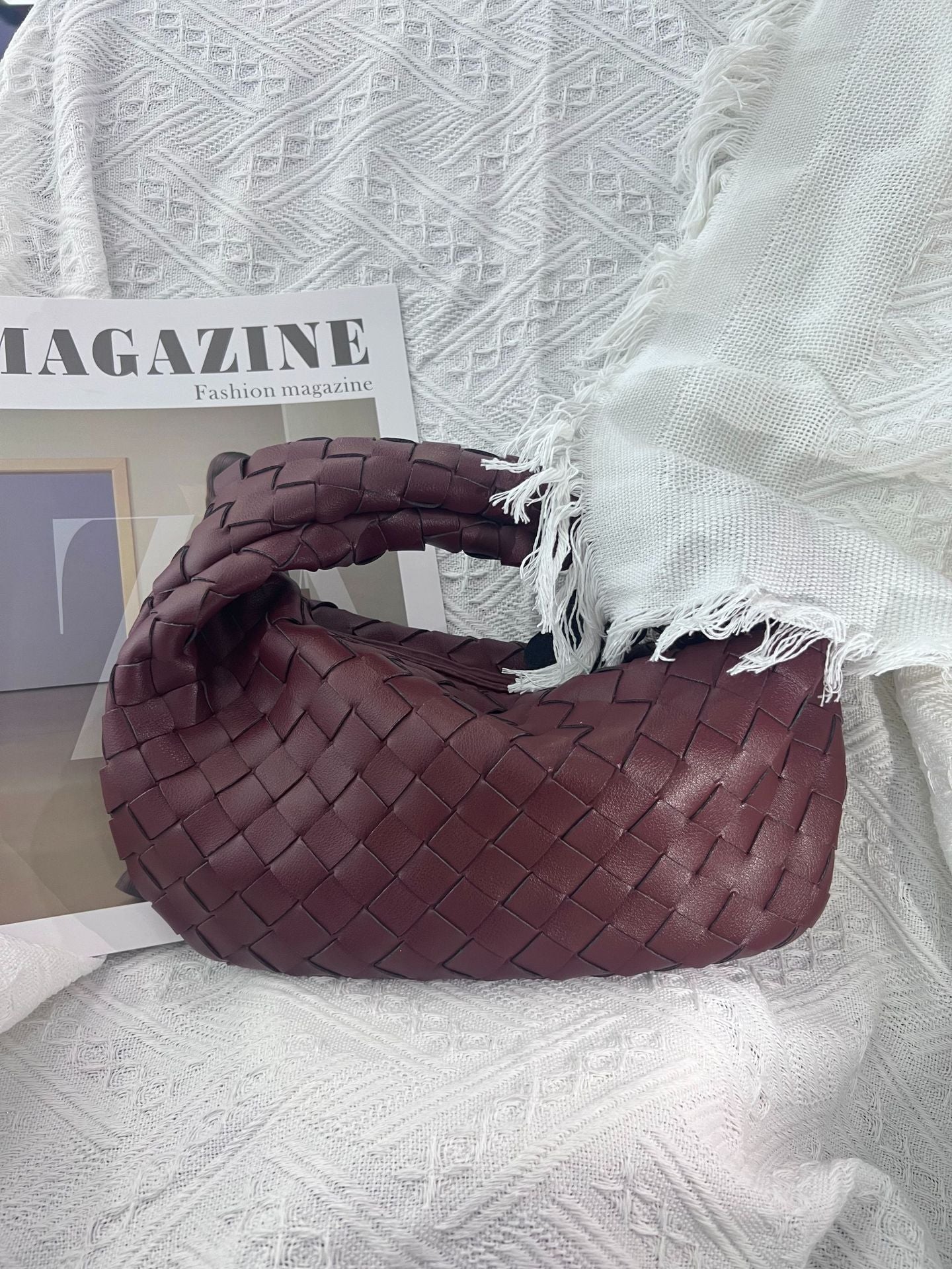 Women's Genuine Leather Woven Cowhide Knotted Handbags