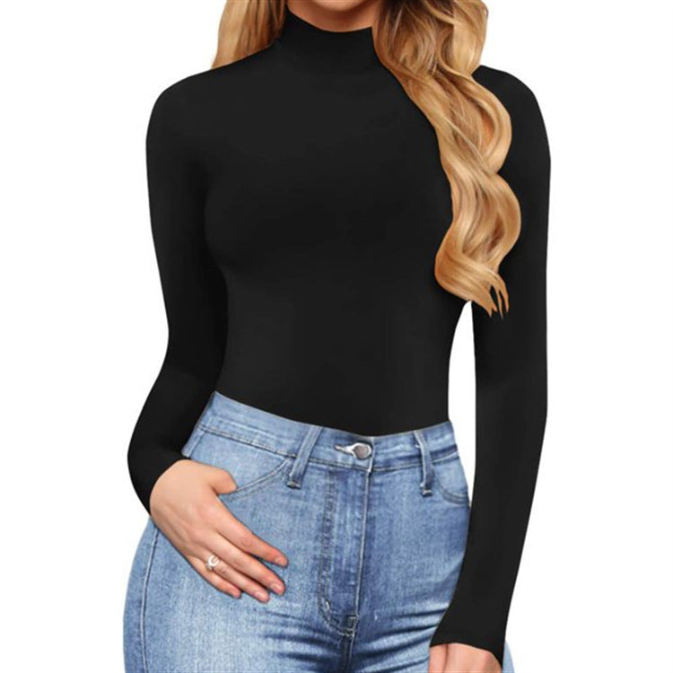 Women's Casual Bottoming Long Sleeve Tight Leopard Women's Jumpsuit/clothing