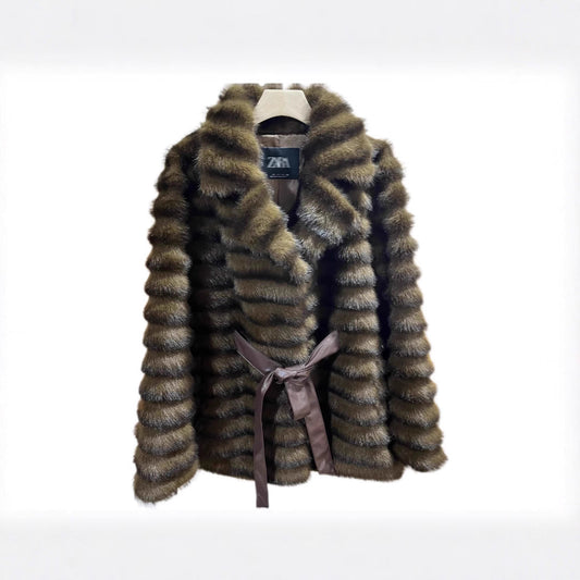 Imitated Mink Mid-length Elegant Environmentally Friendly Fur Figure Coats