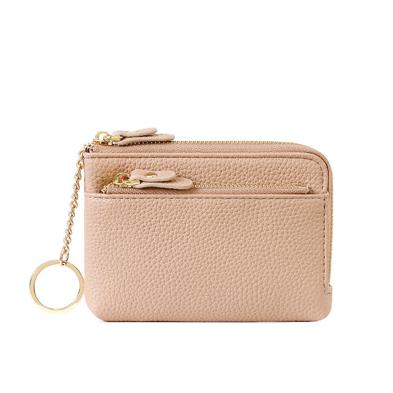 Women's Zipper Short Leather Carry-on Pendant Earphone Ladies Wallets