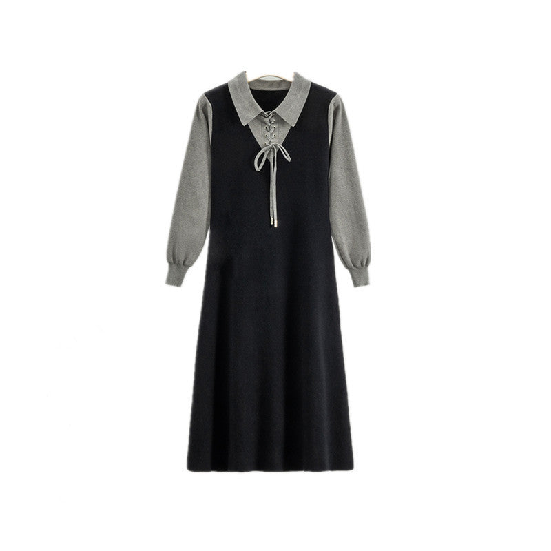 Style Gentle Lapel Design Woolen Inner Match Dress