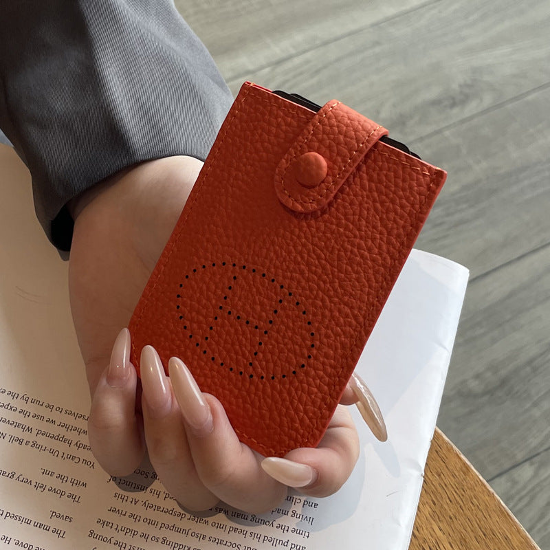 Women's Exquisite Simple First Layer Cowhide Pull-out Card Holder