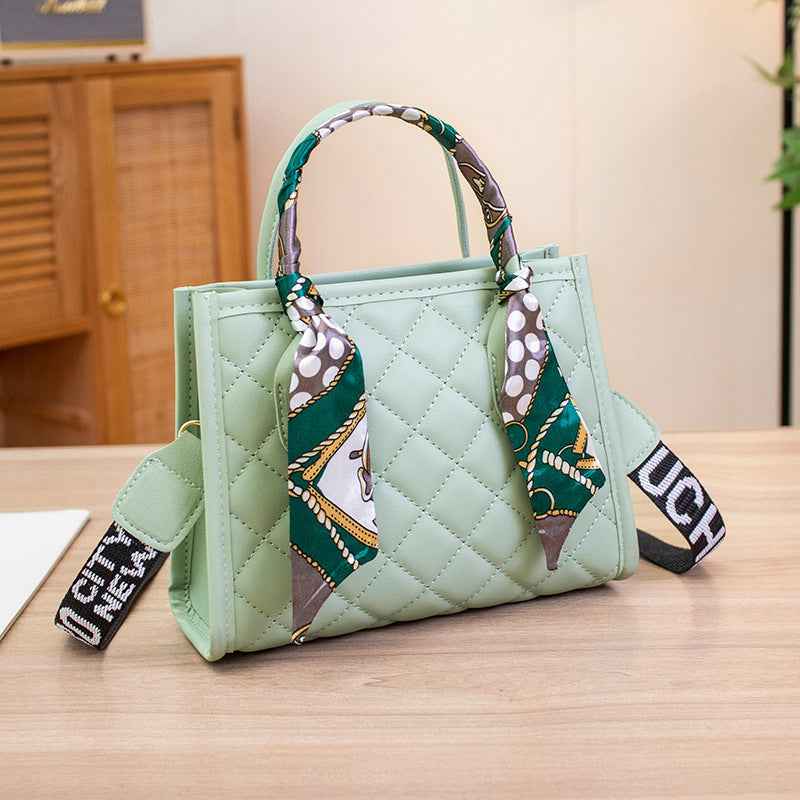 Women's Fashion Rhombus Embroidered Silk Scarf Girdle Crossbody Bags