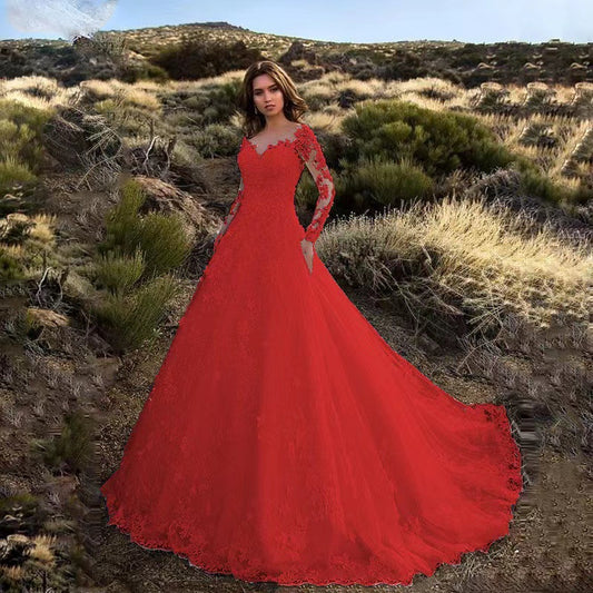 Women's Clothes Sexy Lace Flower Trailing Large Dresses
