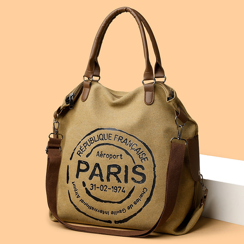 Women's Leisure Canvas Fashion Letter Large Capacity Tote Bags