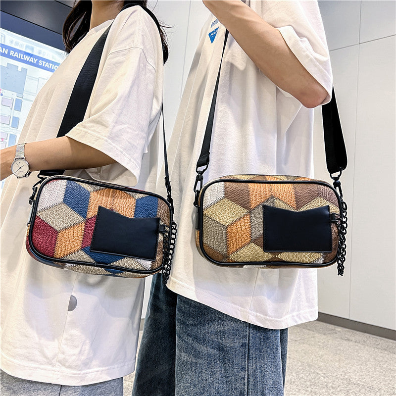 Women's & Men's & Stitching Lightweight Mini Fashionable Niche Men's Messenger Bags