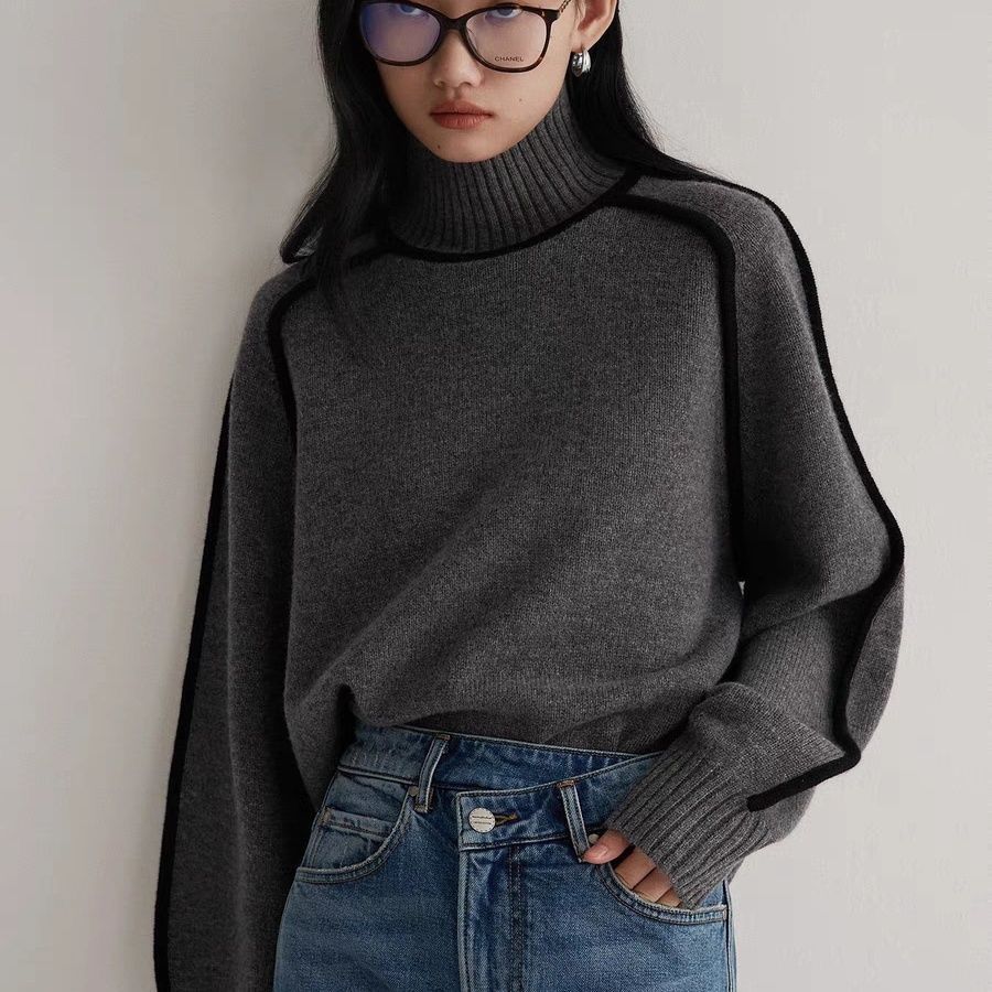 Women's European Striped Slimming Casual Loose Pullover Sweaters