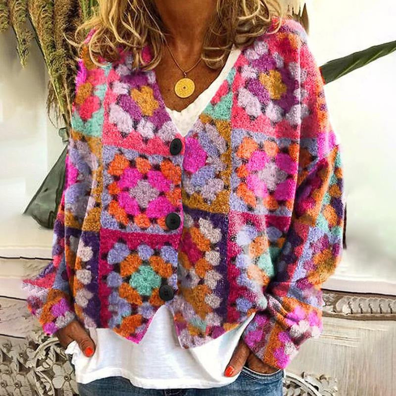 Women's Printed Wear Soft Casual Cloak Fashion Knitwear