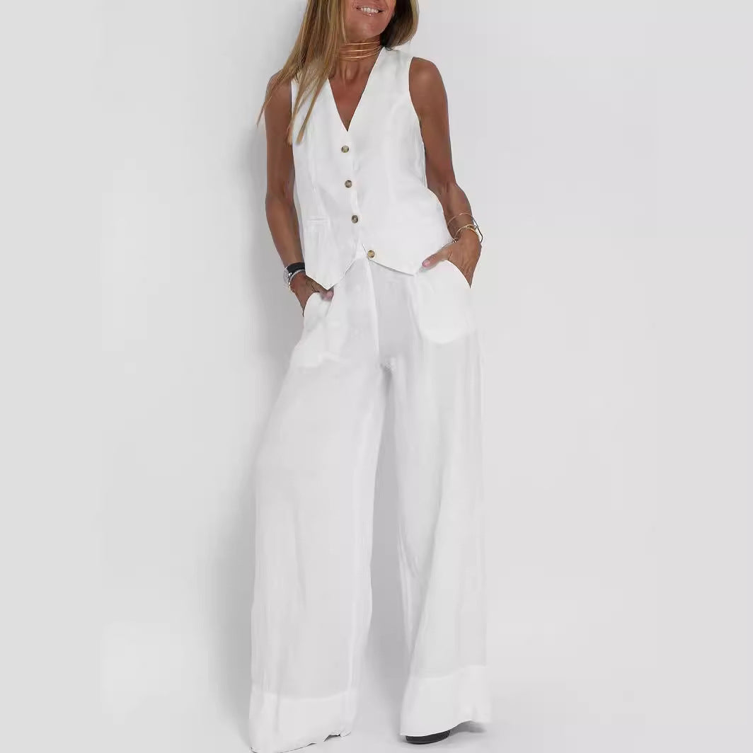 Trousers Patchwork Pure Sleeveless Color Temperament Fashion Casual Suit