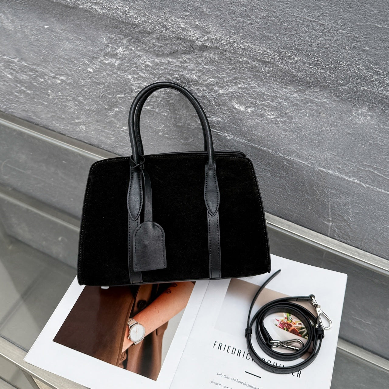 Glamorous Retro Suede Boston Cattle Batch Bags