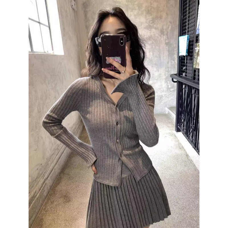 Classic Style Graceful Pleated Knitting Spring Sweaters
