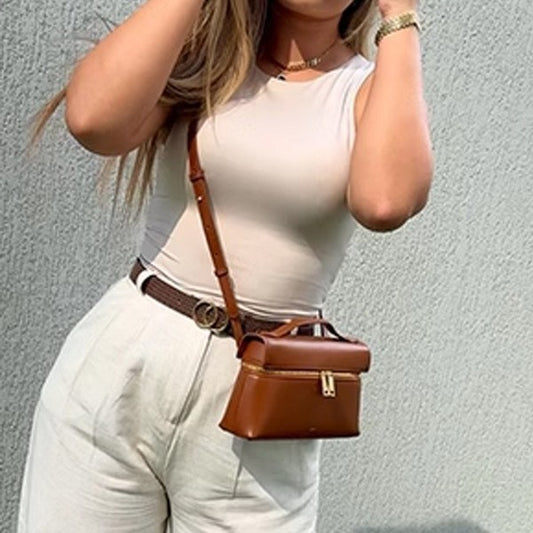 Fashion Unique Lunch Box Design Genuine Small Square Bags