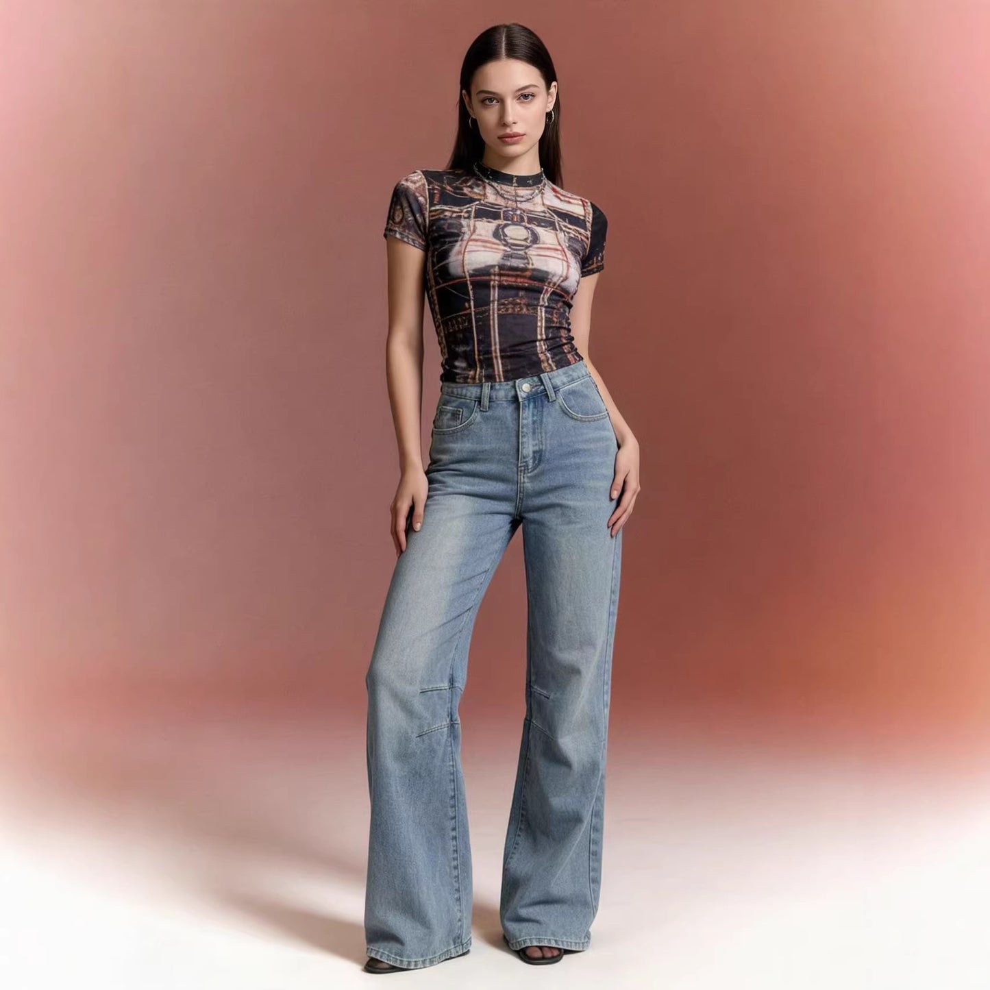 Women's Loose Mid Waist Retro Casual Elegant Jeans