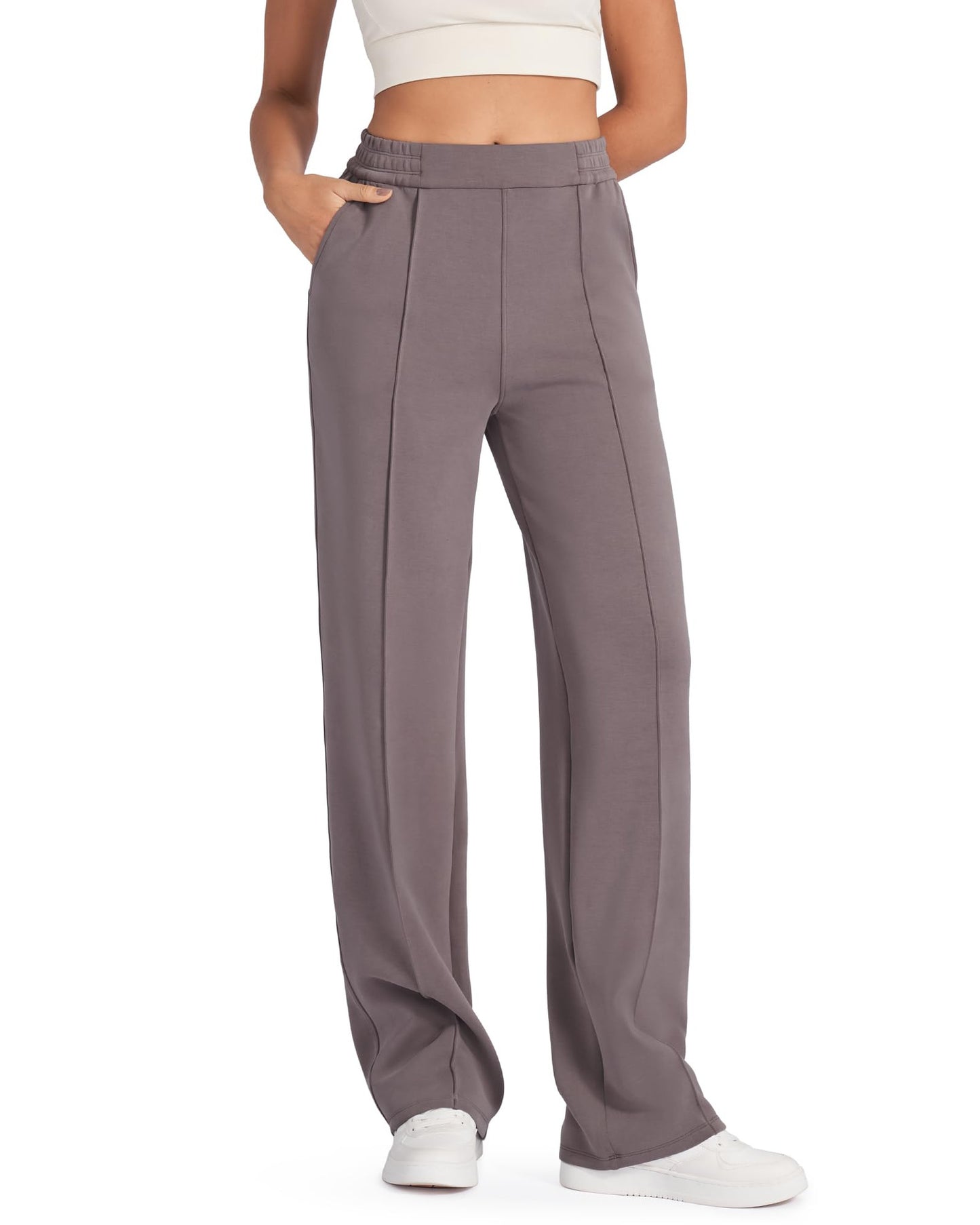 Women's Elastic High Waist Black Straight With Pants