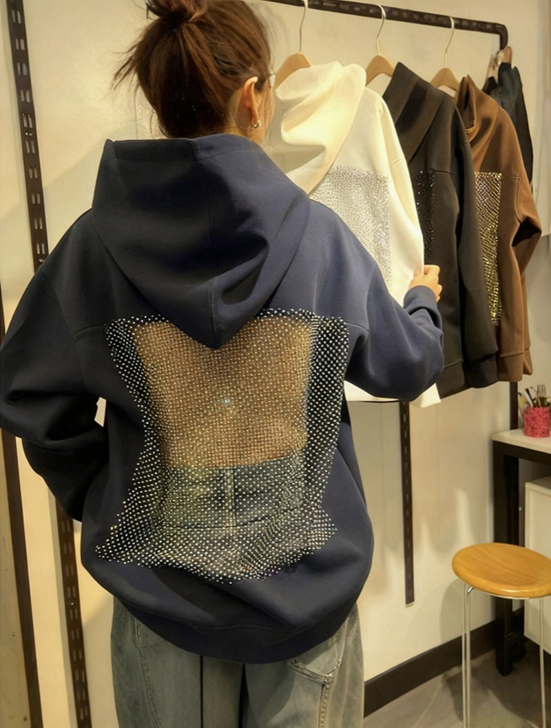 Women's Hooded Long Sleeve Backless Stitching Mesh Women's Sweater, Sweater