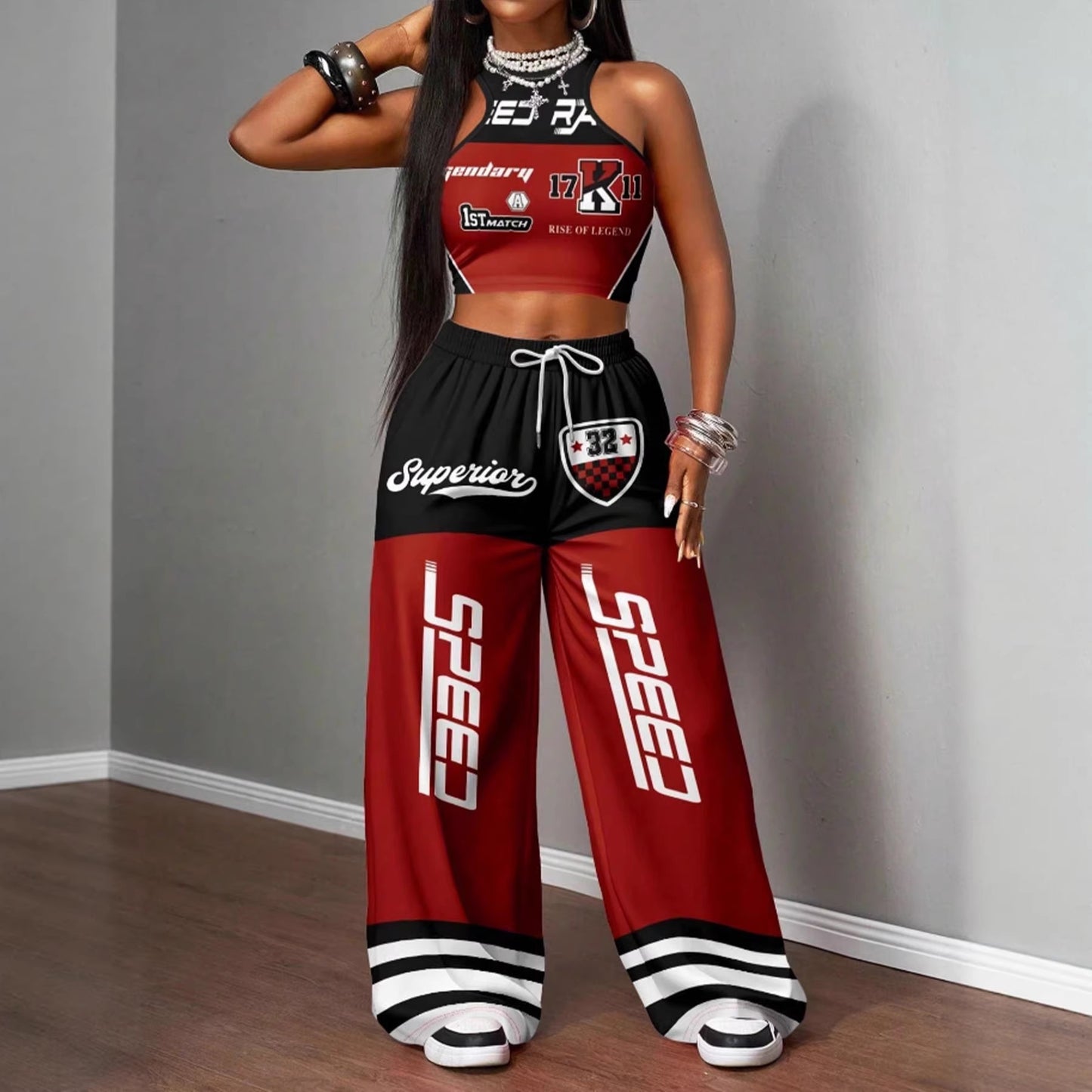 Hot Hip Hop Sports Street Printing Wide Fashion Casual Suit