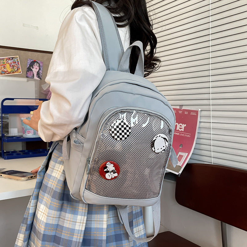 Women's Volume Cartoon Transparent Bar Badge Mini Backpacks