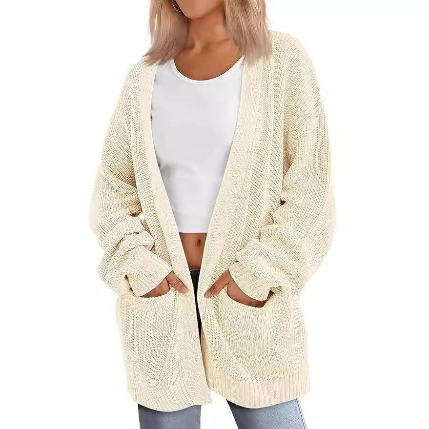 Women's Long Knitted Loose Patchwork Pocket Knitwear
