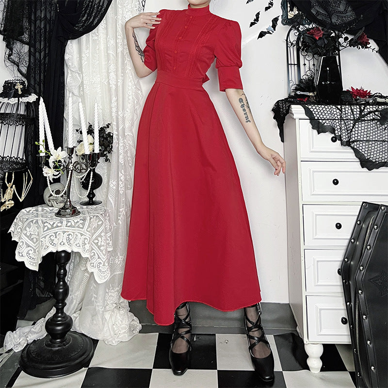 Style Pearl Red Dress Halloween Gothic Dresses