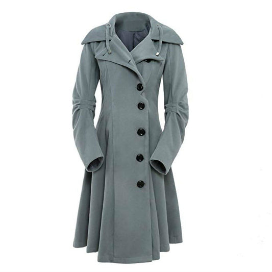 Women's Irregular Hem Reversible Woolen Trench For Blazers
