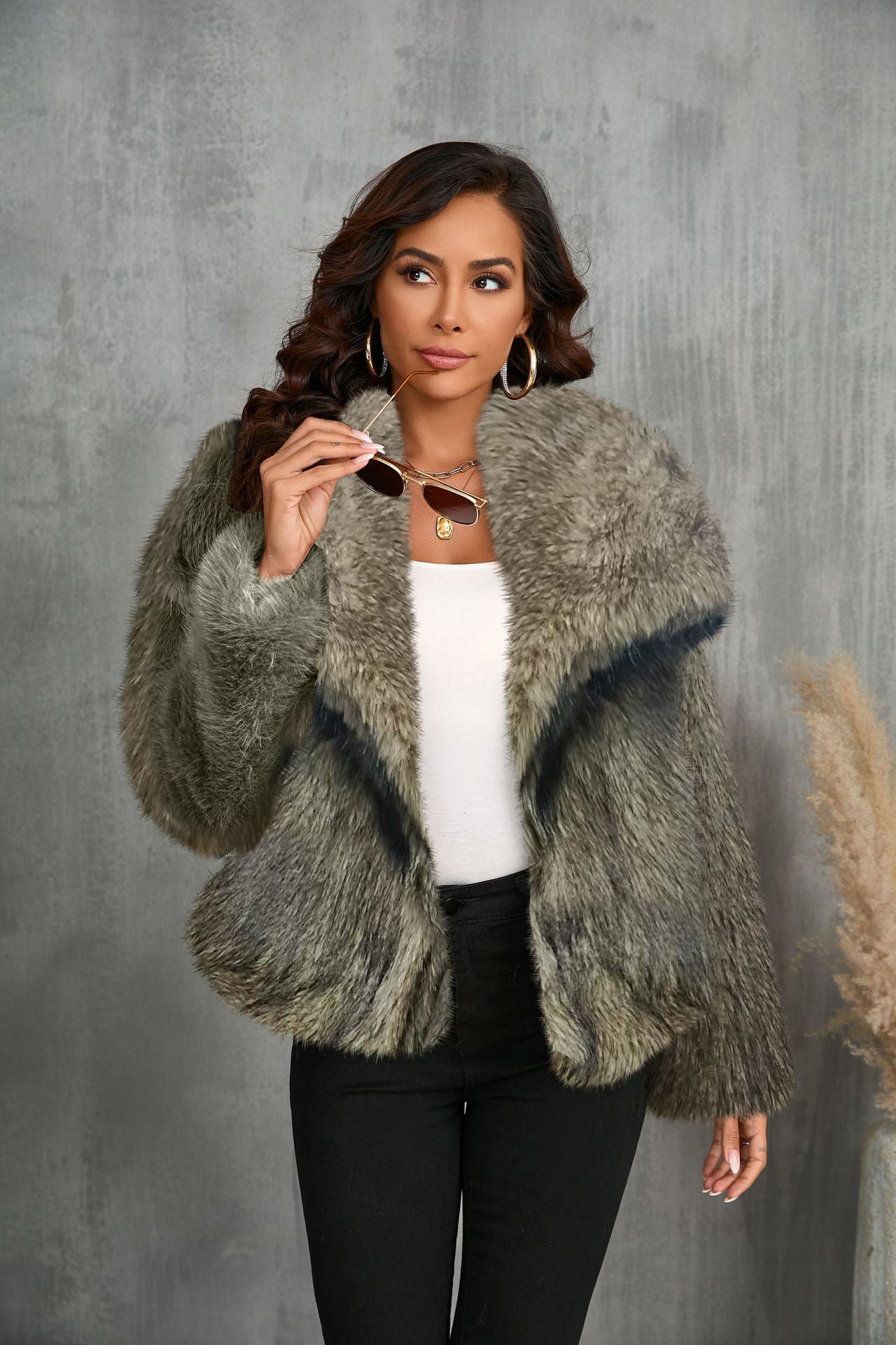 Women's Fur Large Lapel Faux Fashion Fox Coats