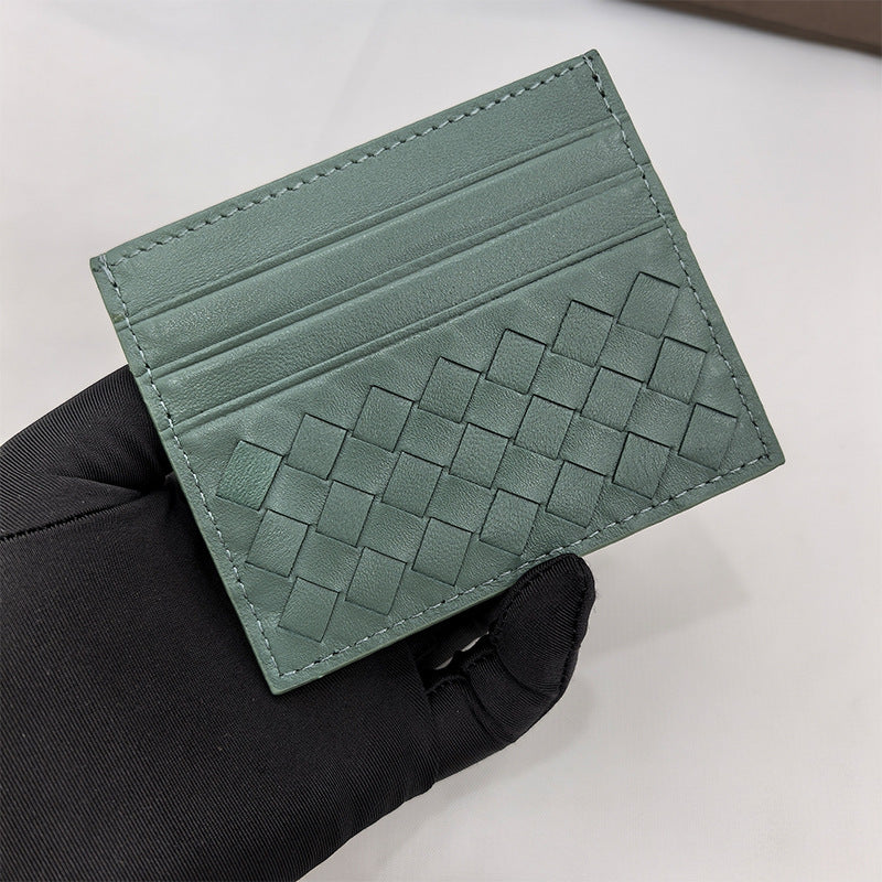 Women's & Men's & Name Sheepskin Woven Lightweight Clamp Card Holder