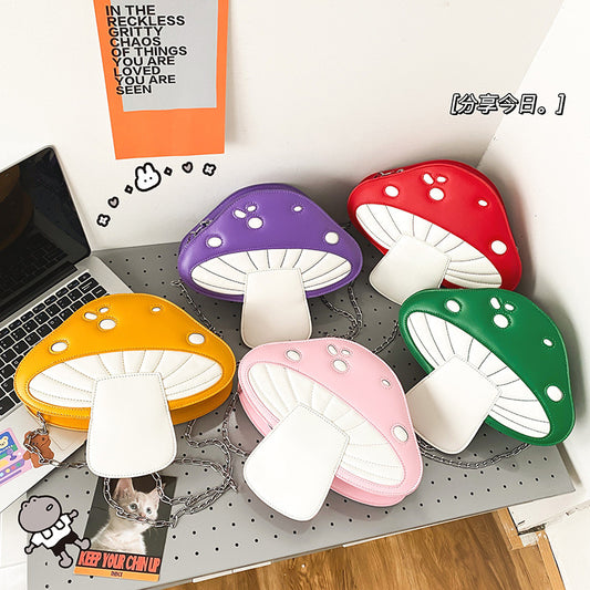 Women's Personality Design Funny Cute Cartoon Mushroom Style Crossbody Bags